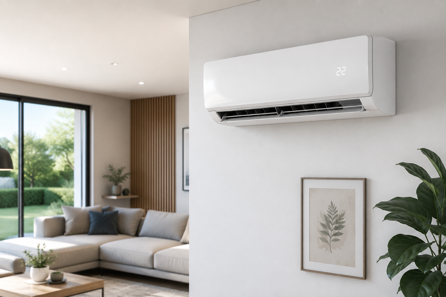 Climatiseur mural installé dans une maison moderne