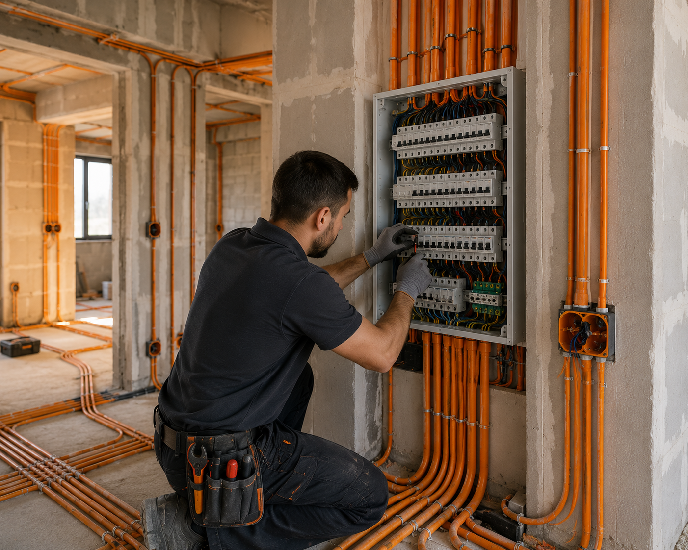 Électricien professionnel en intervention