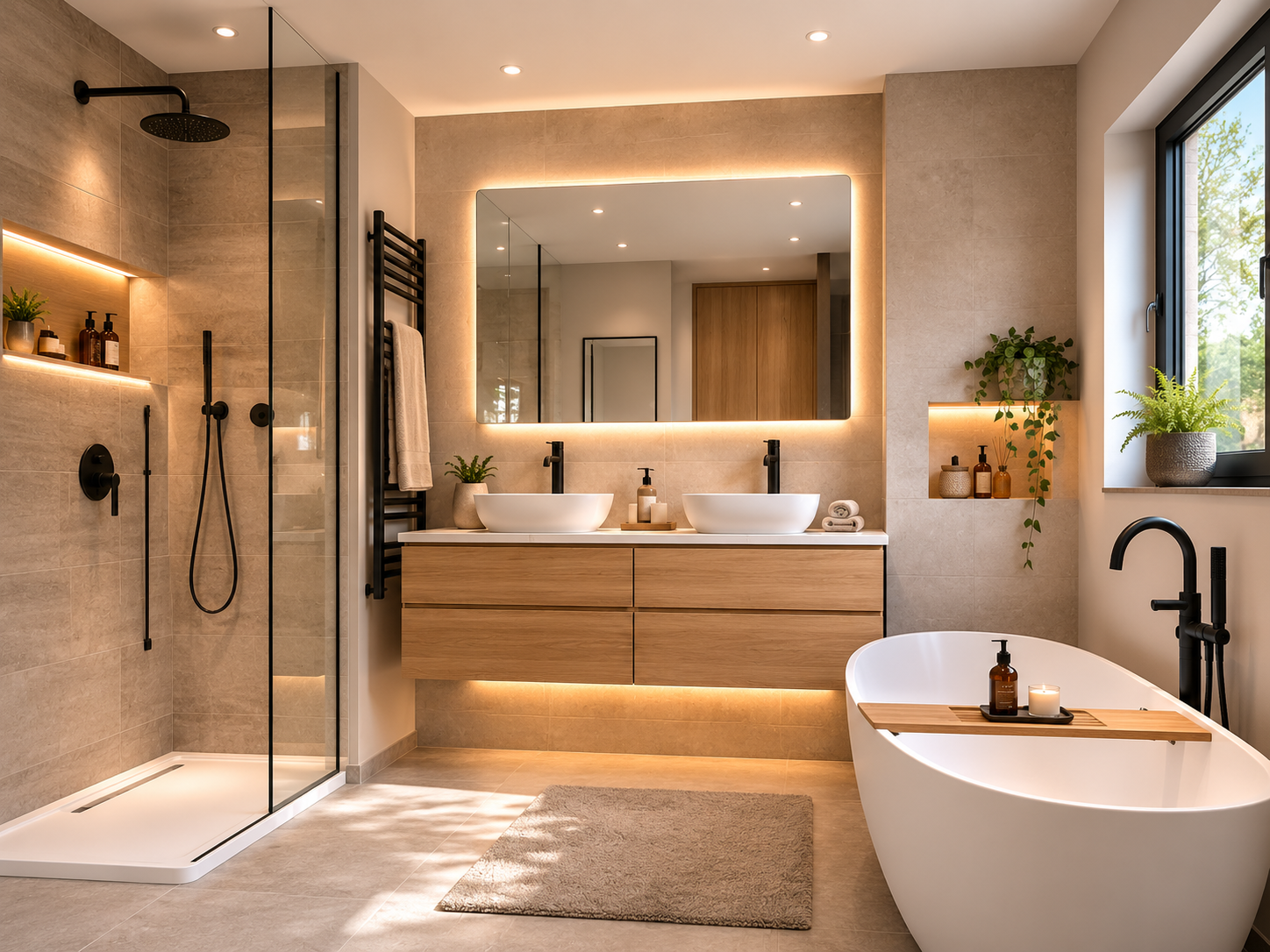 Installation sanitaire moderne dans une salle de bains